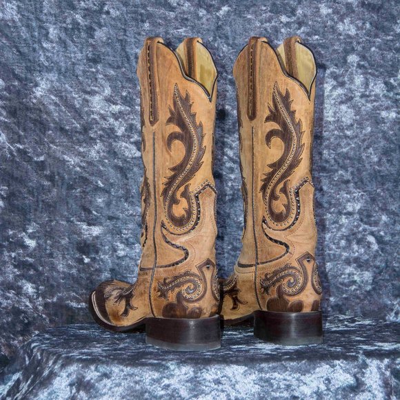 Corral Square Toe Cowboy Boot Brown & Tan 10 - Picture 15 of 15